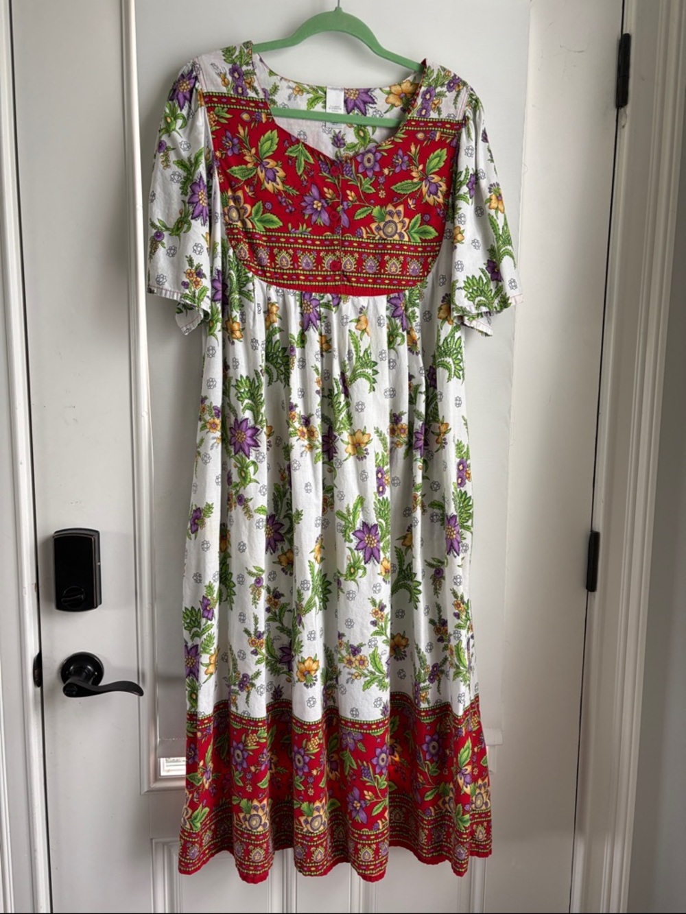 Classic Elements Red, White & Purple Floral Boho Dress